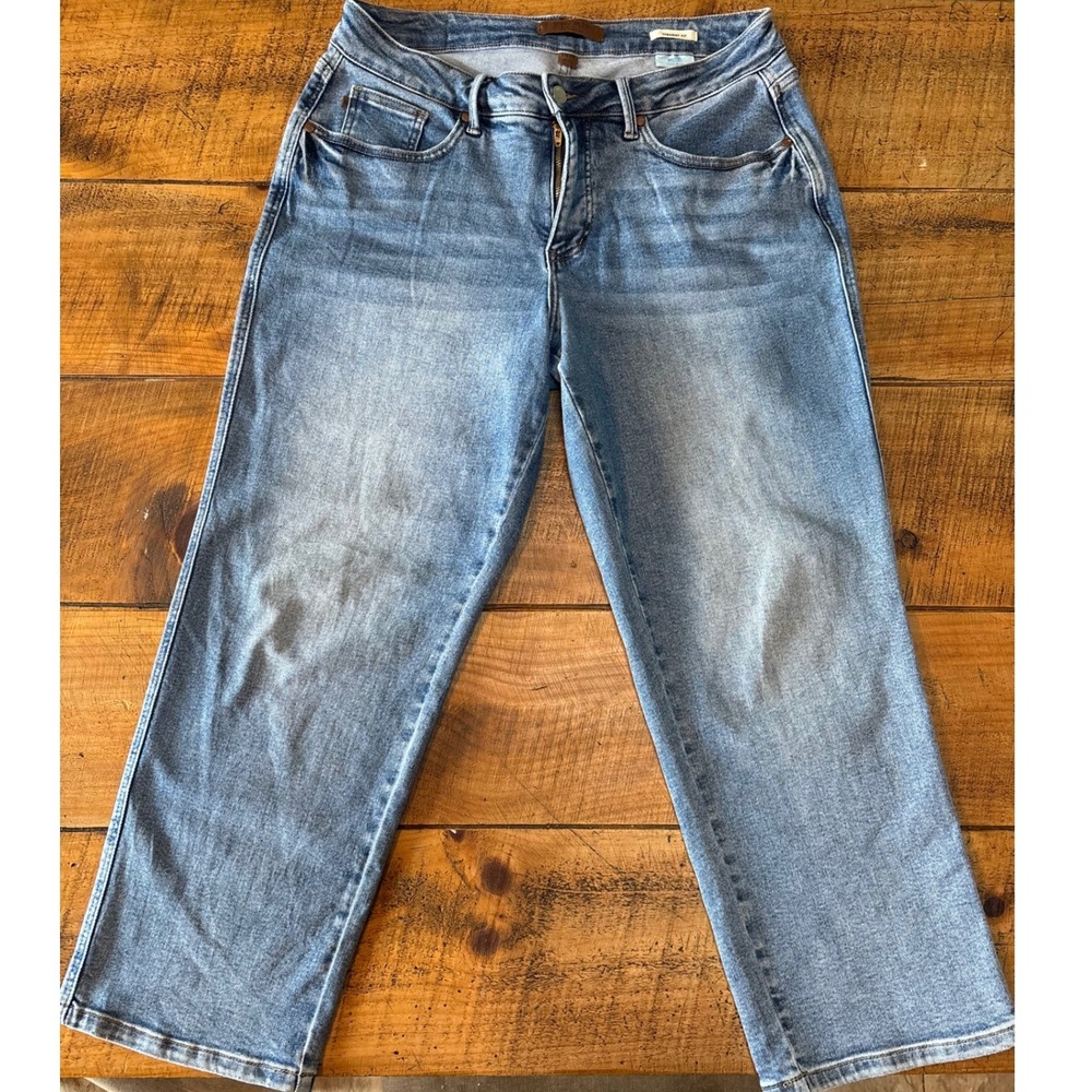 Judy Blue Womens Straight Fit Blue Denim Stretchy Jeans Size 14W Petite